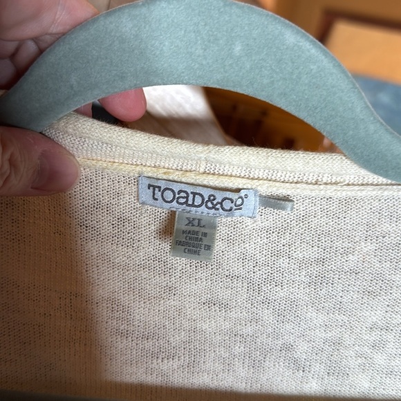 Toad & Co Linen Blend Postcard Cardigan Long Sleeve Size XL White Grey - Picture 8 of 9